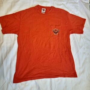 Vintage Harley-Davidson Men's Orange Tee with Motown Logo